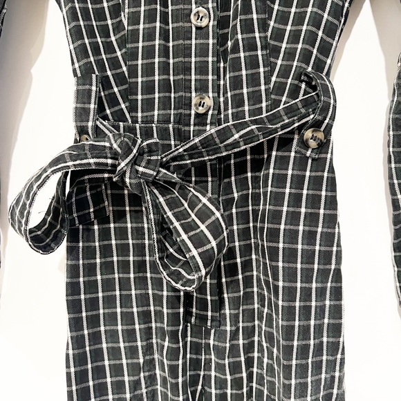 & Other Stories Plaid Windowpane Belted Button Up Lyocell Jumpsuit size 2 - Picture 2 of 6